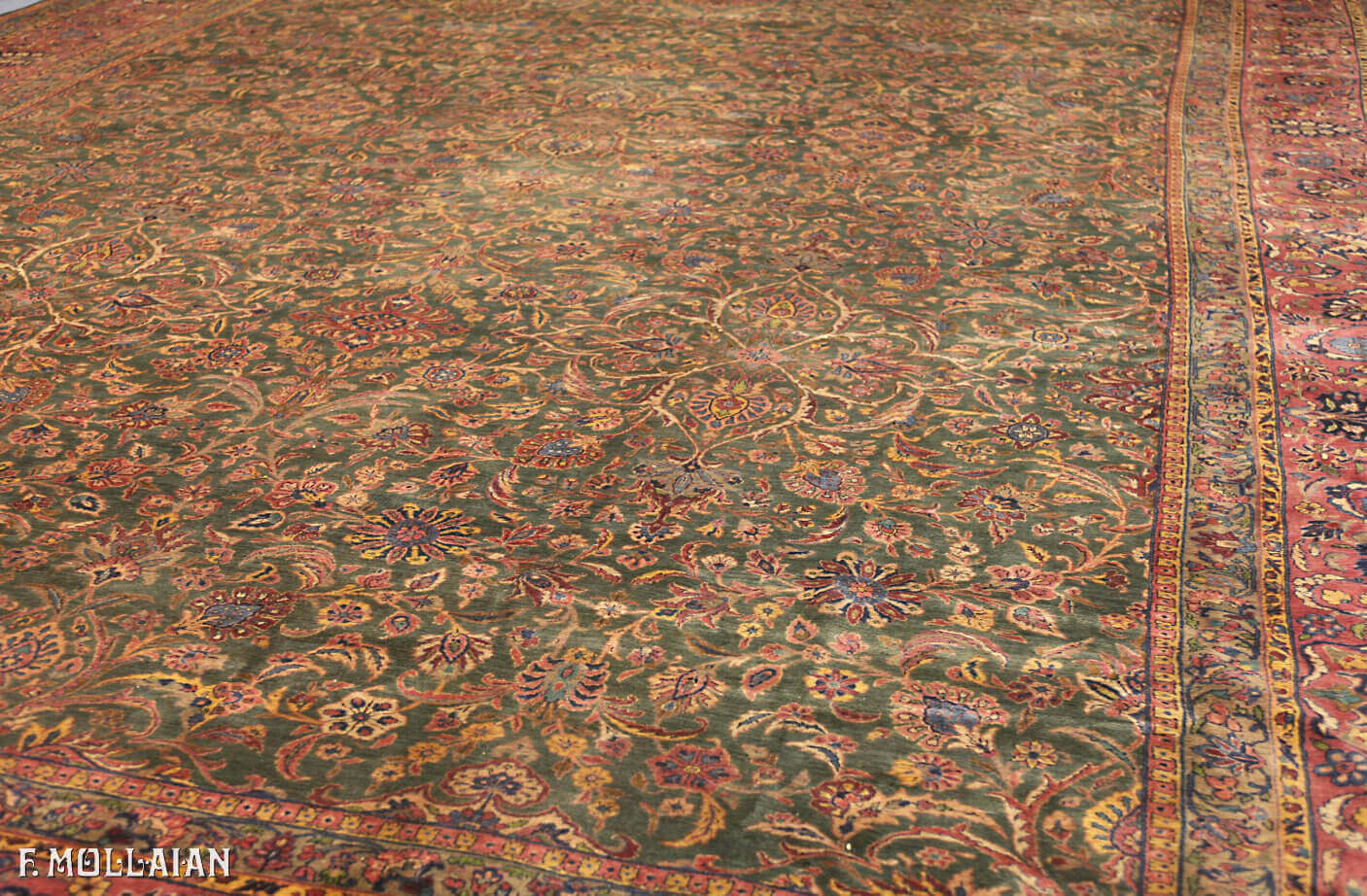 A Massive Antique Persian Kashan Manchester Carpet n°:97593275